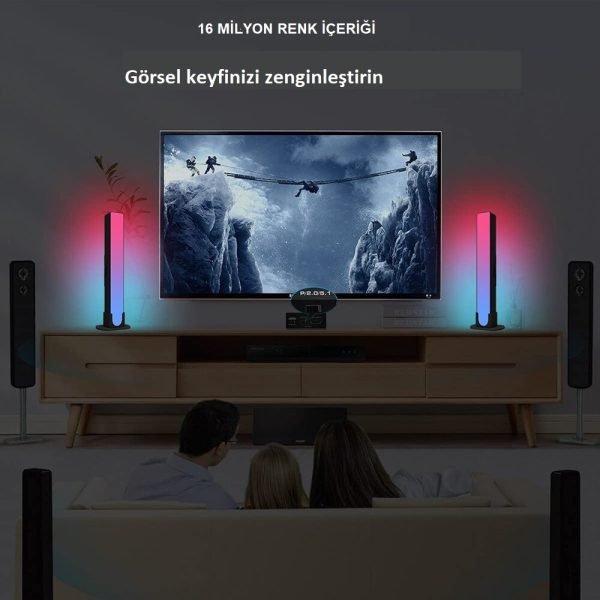 YeniTech-Wifi LED Işık Çubuğu Rgb Atmosfer Ortam Müzik Tv oyun  Senkronizasyon Dekorasyon Gece Lambası